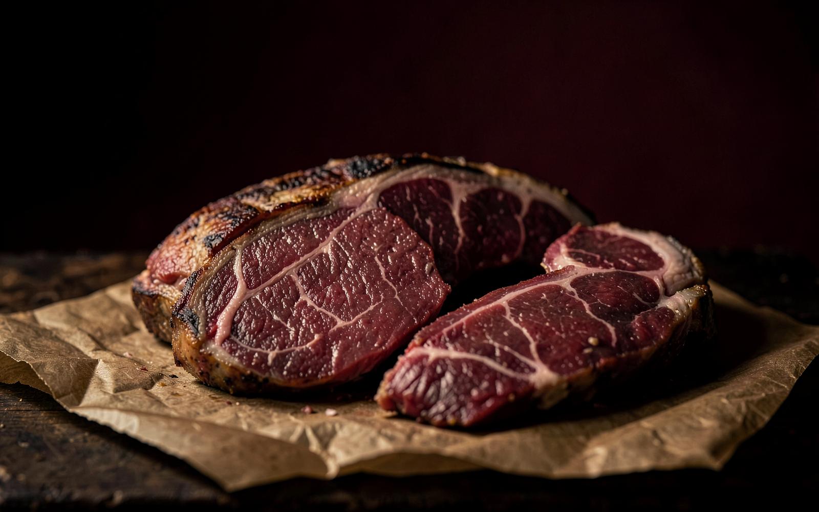 Pièces de viande fraîche sur papier boucher